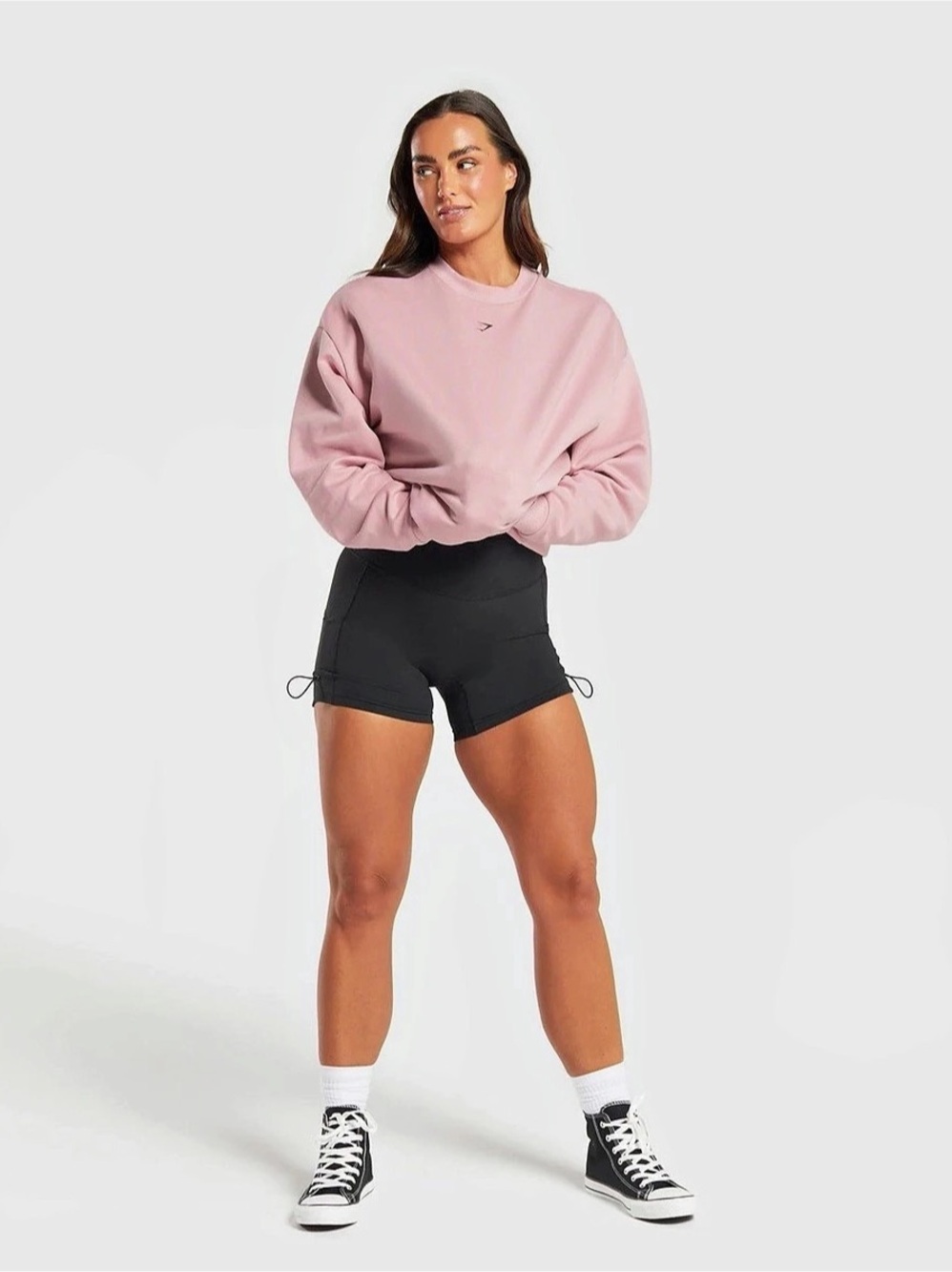 Gymshark Strong Girl Lifting Club Oversized Graphic Crew Pink Graphic Sweatshirt